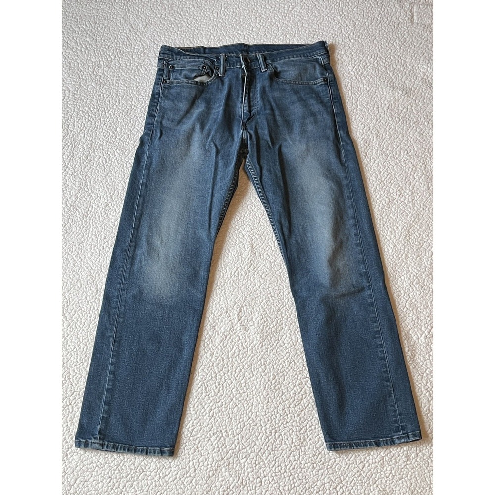 Levis 505 Regular Fit Jeans Mens 34x30 Medium Wash Blue Denim Tapered Leg